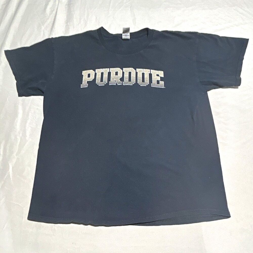 Purdue University Boilermakers T-Shirt Gildan Heavy Cotton Black Mens Size Large
